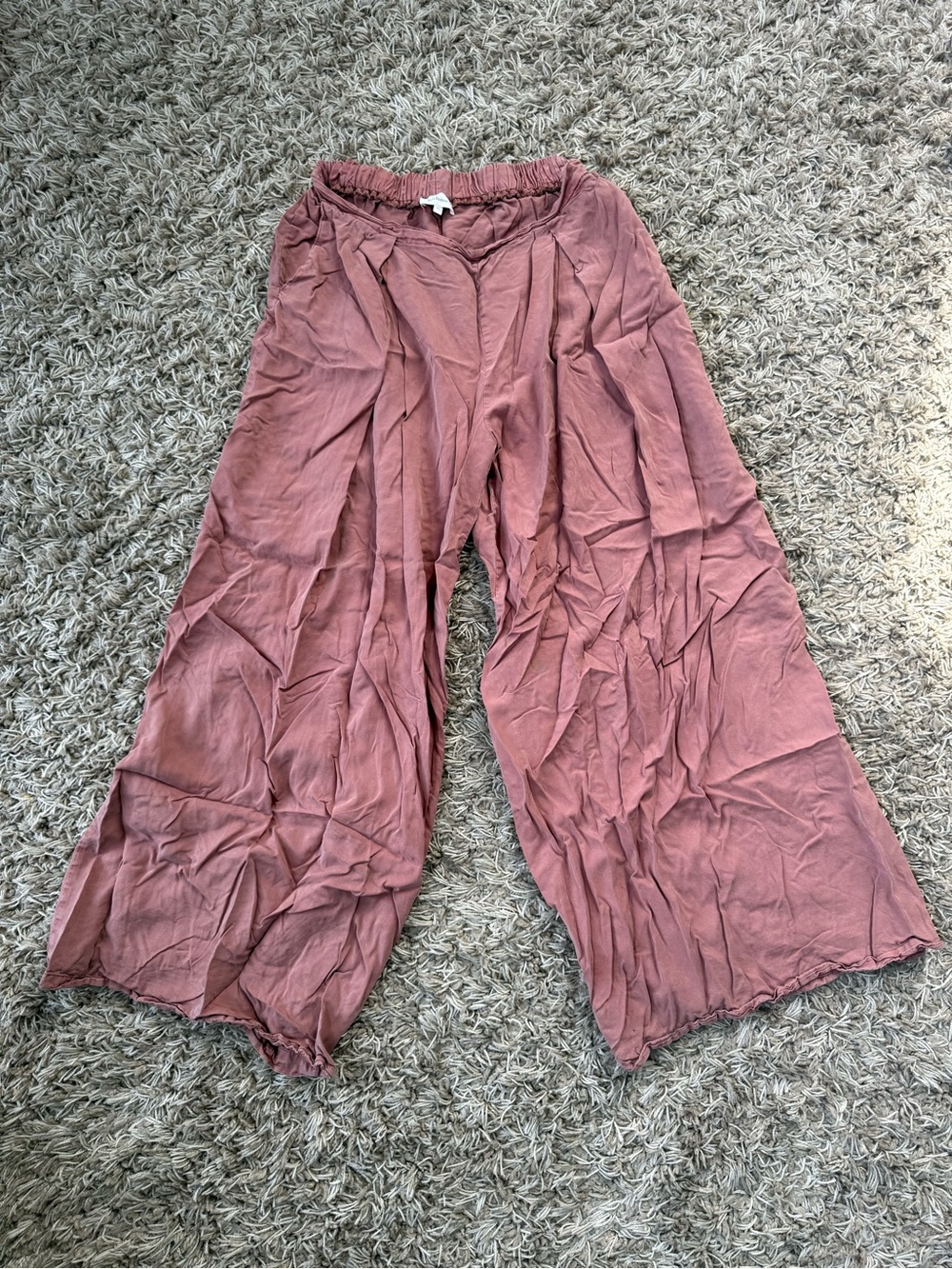 Bohme Wide-Leg Mauve Women's Pants with Elastic Waist